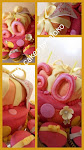 custom made mini cake (two tiered) and cupcake combo - white chocolate and raspberry mud cake