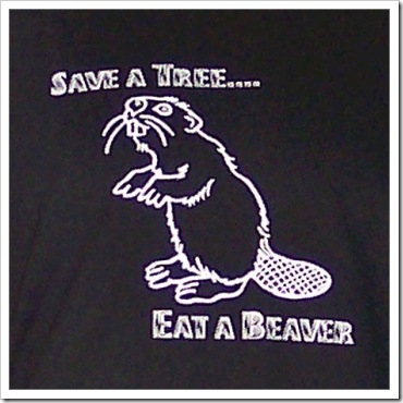 Save a tree eat a beaver funny t-shirt.