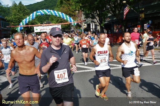 Runners at the 2010 Bridge of Flowers 10K in Shelburne Falls, MA. (see more race photos at runwithKen.com)
