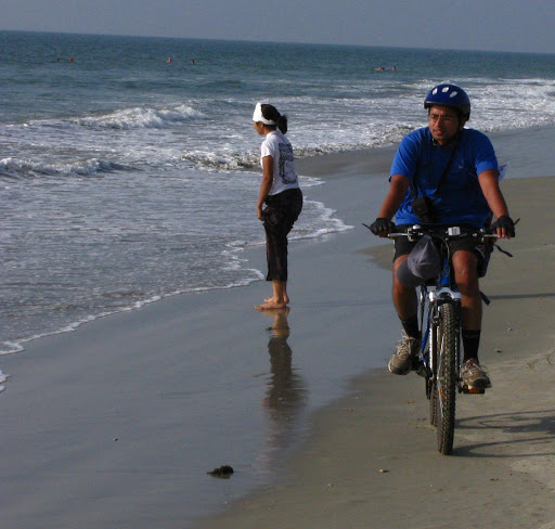 Cycling on beach