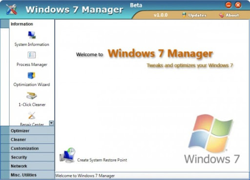 Windows 7 Manager Free Windows 7 Tweaks