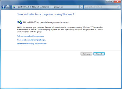 HomeGroup: Windows 7
