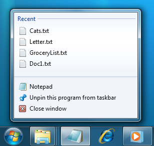 Windows 7 Jumplists Windows 7 Jumplists