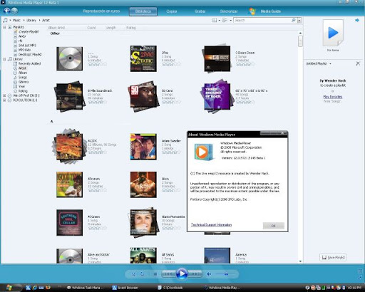 Windows Media Player 12 Library Screenshoots