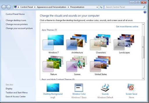 aero theme windows 7 Personalize Windows 7 Desktop