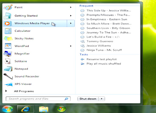 Windows 7 New Features Jumplists