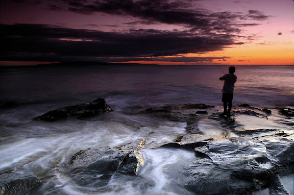 Fisherman at sunset Maui