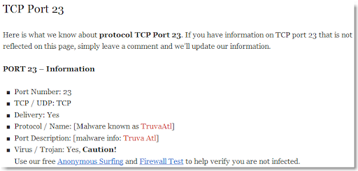 Audit My PC TCP 23