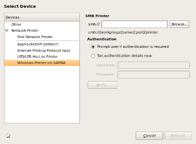 add samba printer