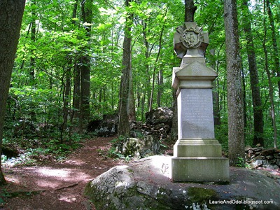 A memorial in the woods near Little Round Top