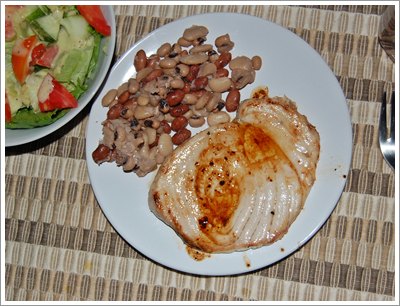 Cooked marlin steak