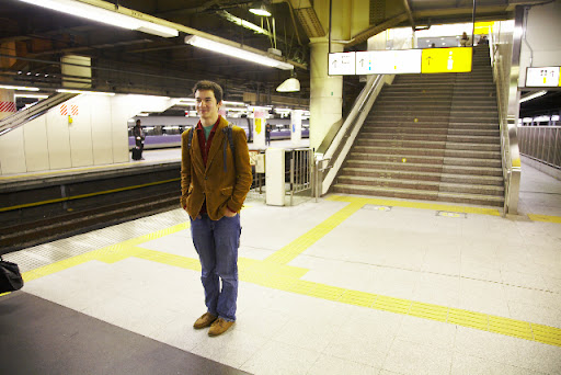 me waiting for the chuo-subway line with uncle stewart