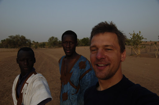 Early morning, waiting for a car. Guy, Mohamed, me.