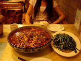 So I met a girl from Chengdu when I came to the from Tibet, she spoke excellent English, and she took me out for an amazing dinner.  The left is lots of ma (spicy balls) and fish, and the right is the best spinach I've ever had.