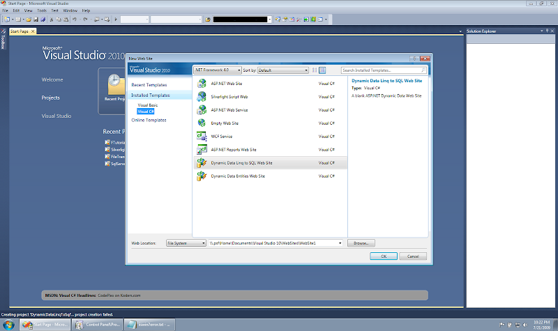 Menu with web location selector