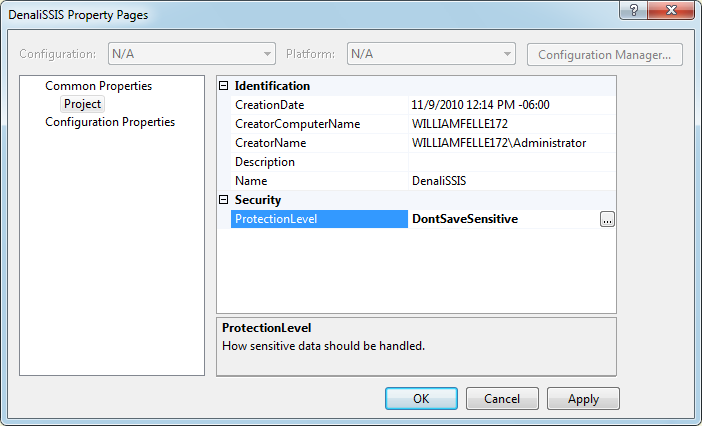 Denali SSIS project protection