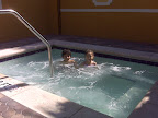 Kids swimming in the hot tub