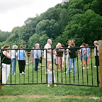 Wm. Gleaves Cemetery, Wythe County, Virginia.  Whitney Leigh Philpott  plays at the gate as mother  Lindsey Philpott looks on.