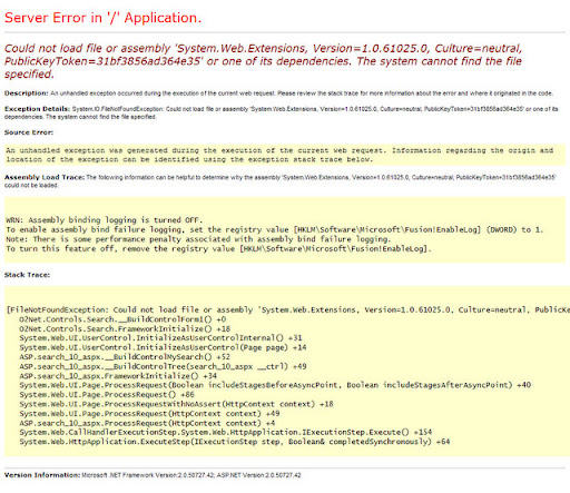 Live Search Error Live Search Error