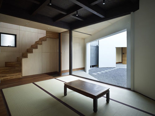 modern living room in japanese house