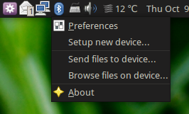 bluetooth notification area menu