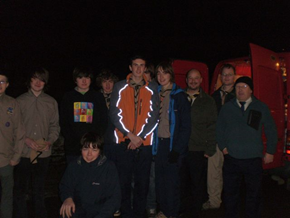 Onchan District Explorer Scouts delivering hampers in Laxey