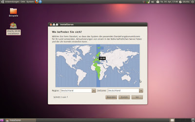 Ubuntu-Linux Installation: Standort auswaehlen