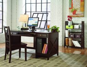 Small Office Home - Furniture Collection - Casual Chocolate Brown Computer Desk, Folding Bookcase and Chair