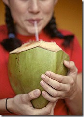drinking coconut water