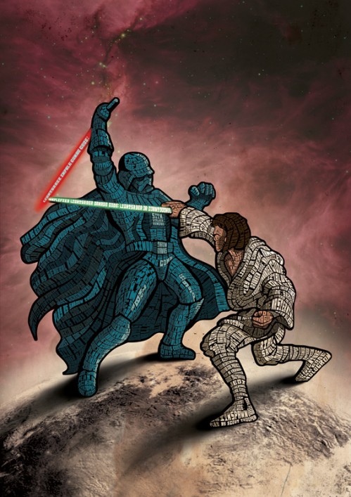 Luke and Darth Vader in type