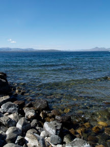 On our last morning there we took a walk along the shoreline with all the morning Argentinians. The water was so clear and beautiful. They catch a trout and a Salmon trout in these waters - most restaurants served steak and lake food.
