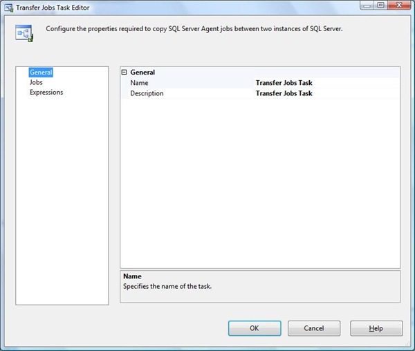 SSIS Transfer jobs Task Editor SSIS Transfer jobs Task Editor