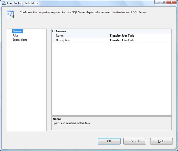 SSIS Transfer jobs Task Editor 