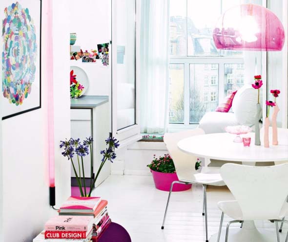 pink theme furniture apartment remodel design