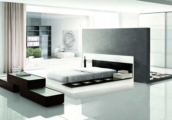 beautiful futuristic white bedroom interior design