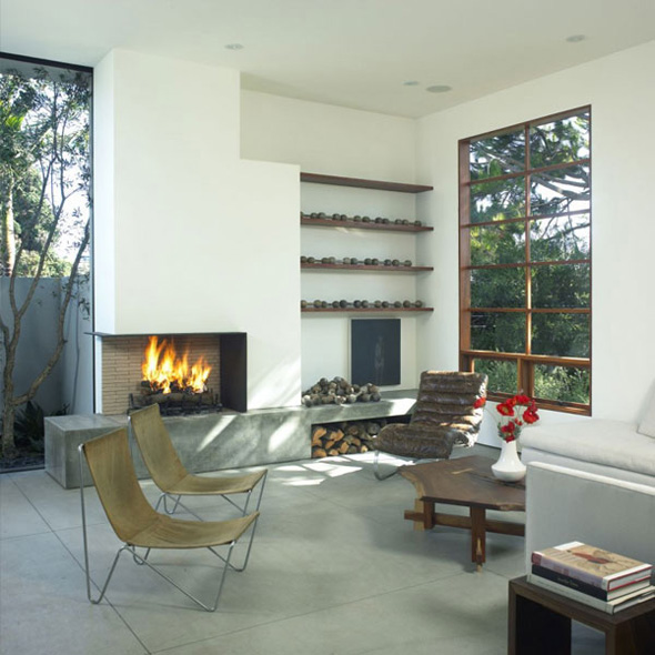 interior living room design with fireplace