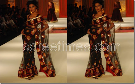  Bal 's sari paired with designer sari blouse at HDIL Couture Week 2010