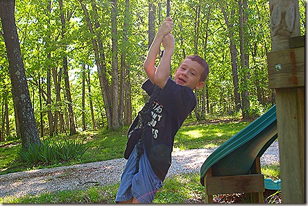 Dakota swinging from a rope