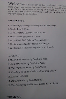 The running order for the Druid Theatre's 35th birthday celebrations