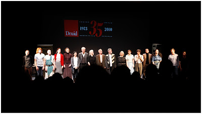 The cast of the Druid Theatre 35th Birthday celebrations on stage at Galway Town Hall