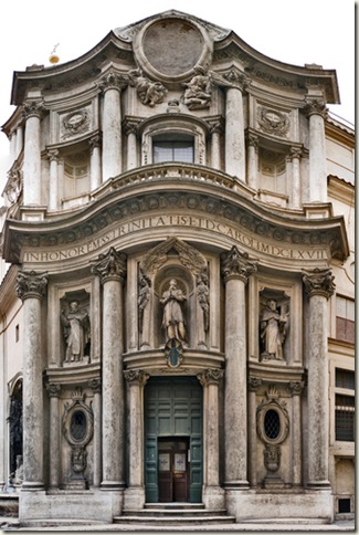 Fachada de San Carlo alle Quattro Fontane, Borromini, 1665-67