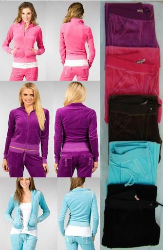 Juicy Couture Clothing Classic Velour Track Jacket & Flap-pocket Pocket pants 6050