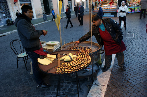 Vendedores de castanhas em Roma