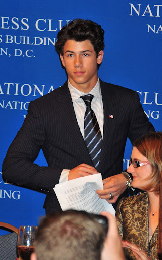 Nick Jonas speaking at the National Press Club in Washington DC, about diabetes. He was joined by his father as he spoke in front of the large crowd mostly teen girls waiting to see him. <P> Pictured: Nick Jonas <B>Ref: SPL121317 240809 </B><BR/> Picture by: Brandon Todd / Splash News<BR/> </P><P> <B>Splash News and Pictures</B><BR/> Los Angeles: 310-821-2666<BR/> New York: 212-619-2666<BR/> London: 870-934-2666<BR/> photodesk@splashnews.com<BR/> </P>