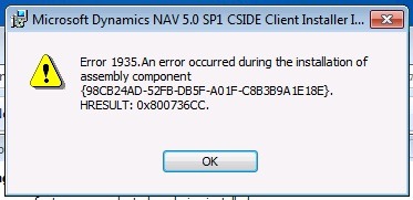 Error 1935.An error occurred