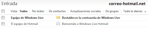 Restablecer contraseña Hotmail entrada correo