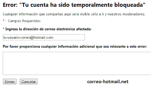 Desbloquear cuenta Hotmail