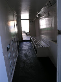 Looking through the changing room towards the dive deck.