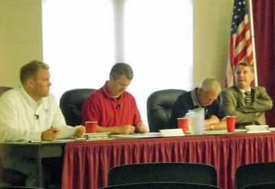 Pella City Councilmen (L to R) Tony Bokhoven, Dan Vander Beek, Mark De Jong and Attorney Bob Stuyvesant