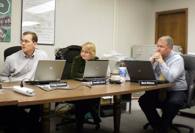 Pella School Board Members (L to R) Gregg Gustafson and Jennifer Palmer and Superintendent Mark Wittmer